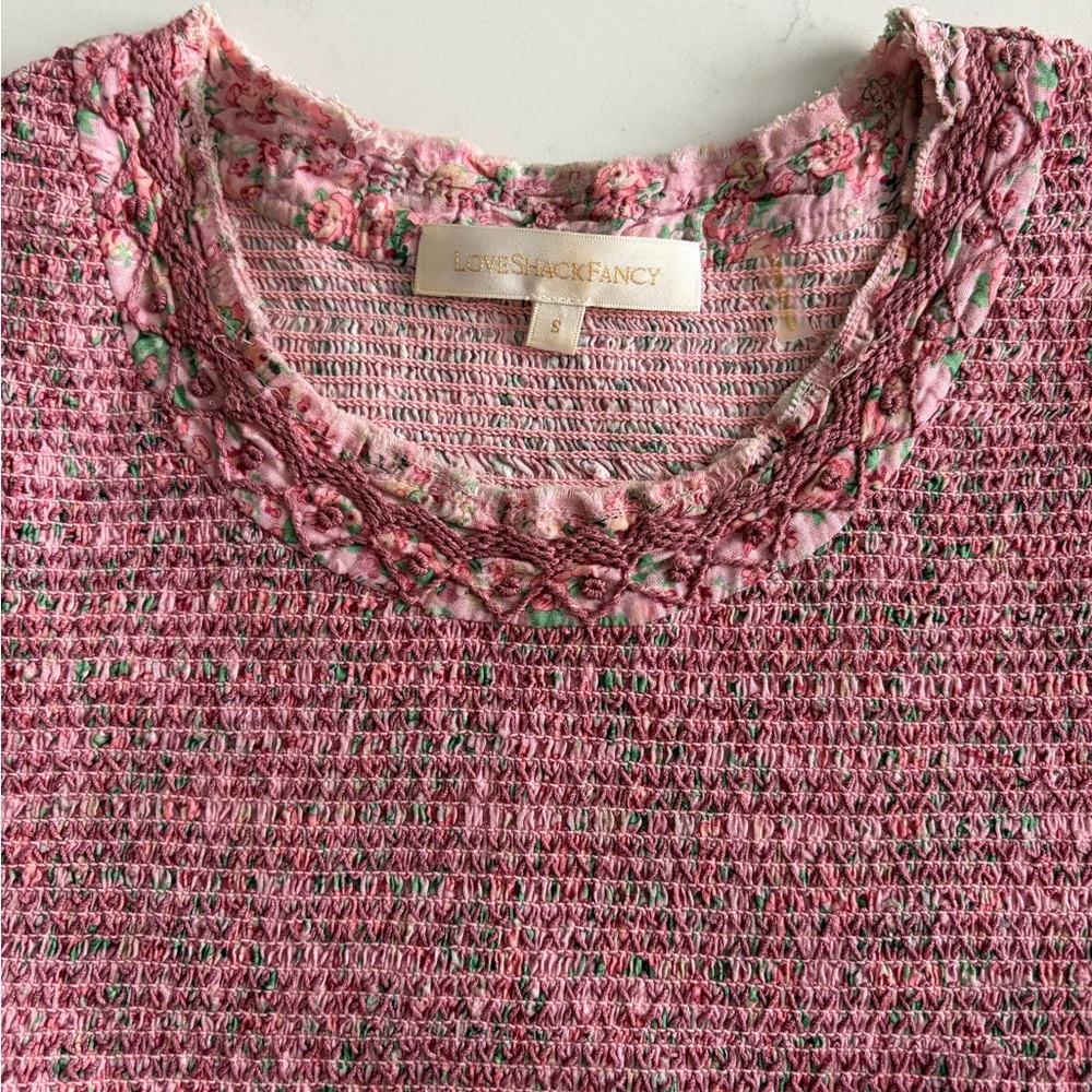 LoveShackFancy Aveline Smocked Flutter Mini Dress - Picture 10 of 13
